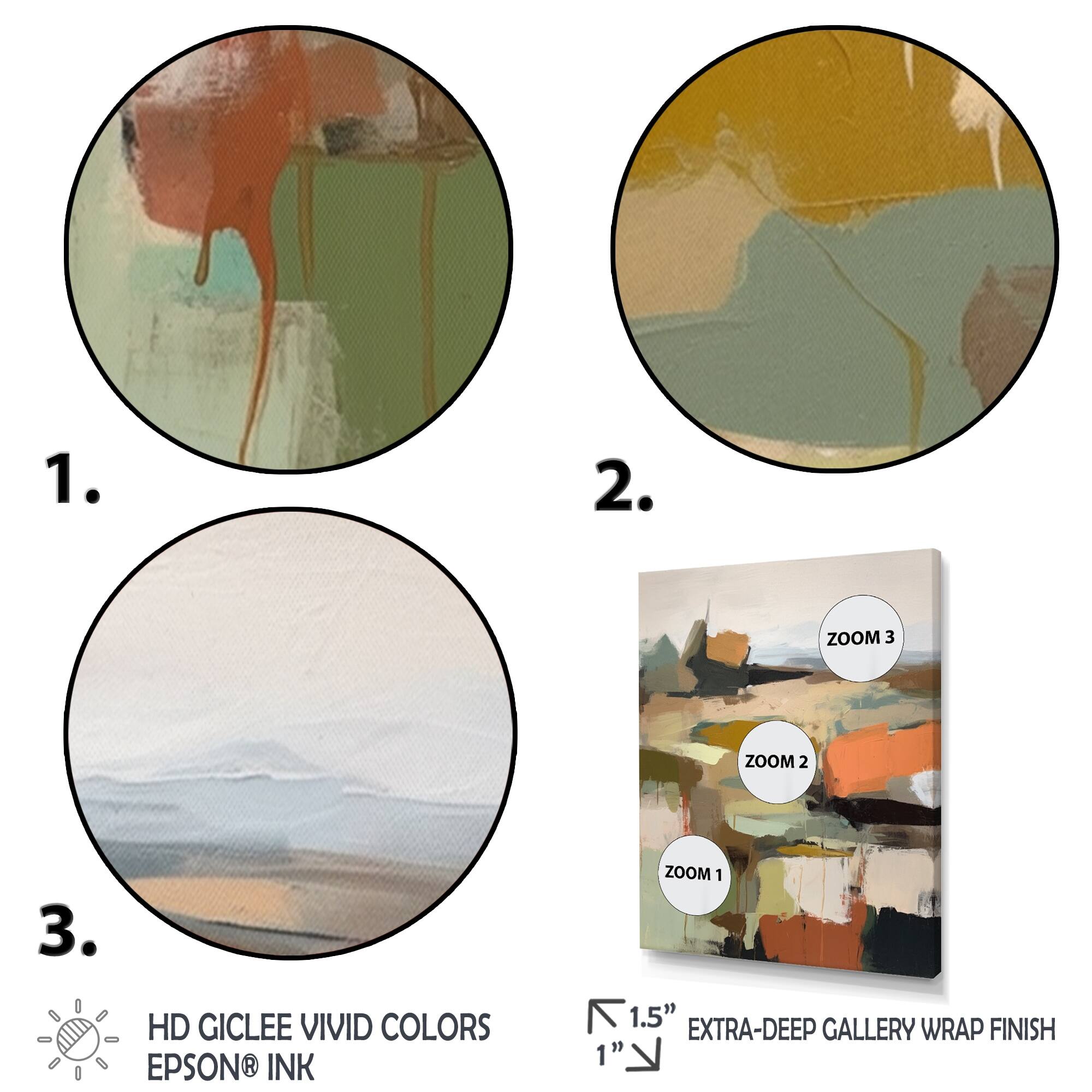 Designart "Green And Beige Transcending Reality Iii" Abstract Painting